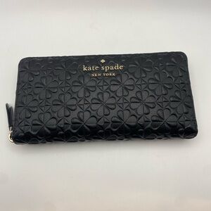Kate Spade Hollie Spade Clover Geo Embossed Large Continental Wallet Black